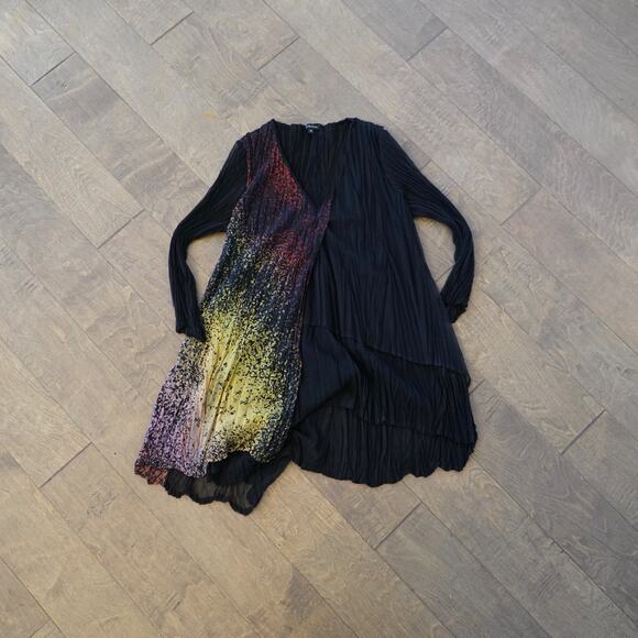 Komarov colorful Long Sleeve‎ Blouse Size S Top Crinkle Made in USA - Picture 2 of 7